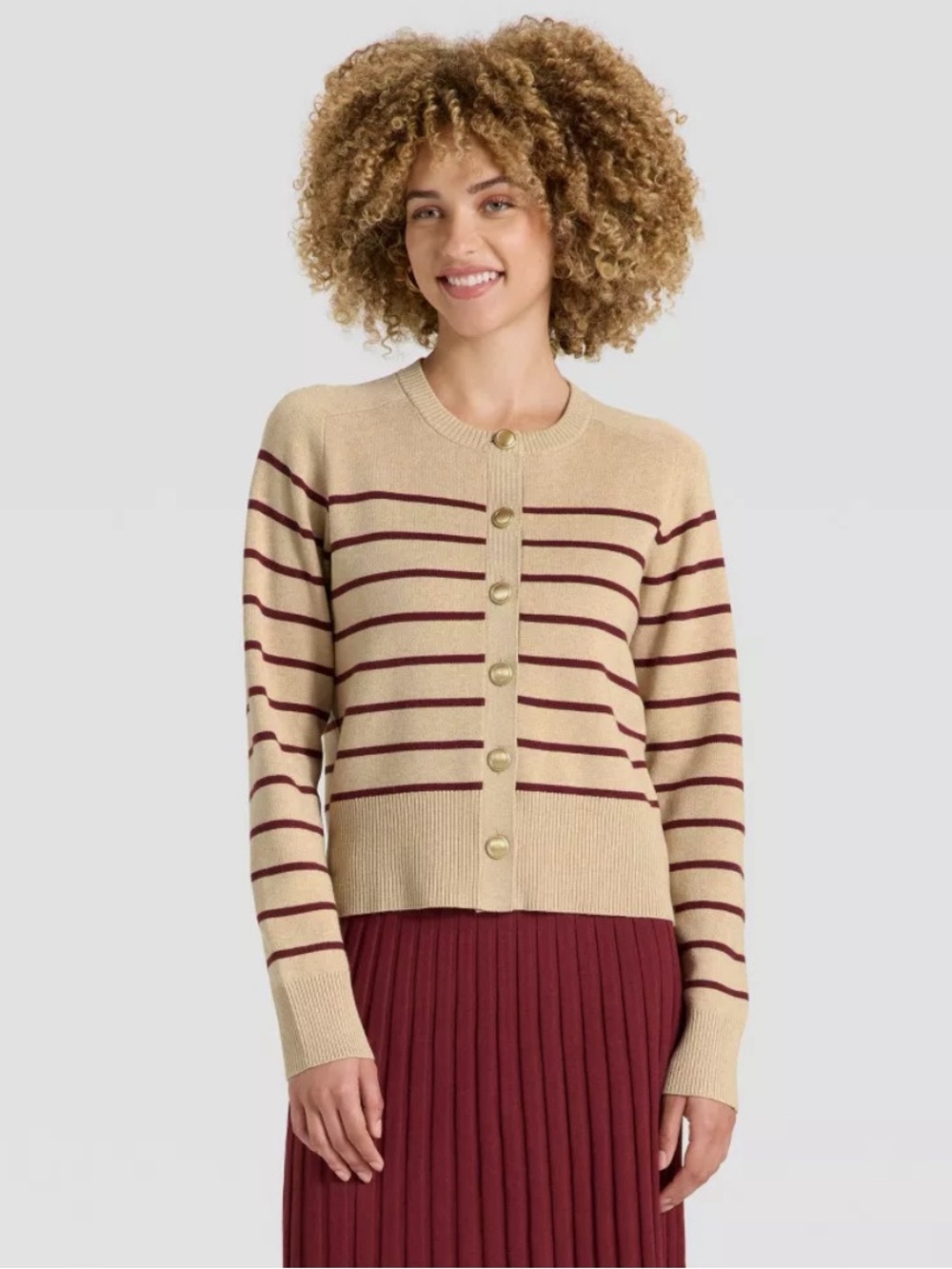 A New Day Maroon Striped Cardigan